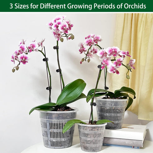 Orchid Pot, 12 Pack Orchid Pots with Holes, 4 Each of 4.5", 5.5", 6.3", Clear Orchid Pots for Repotting, Breathable Slotted Orchids Planter...