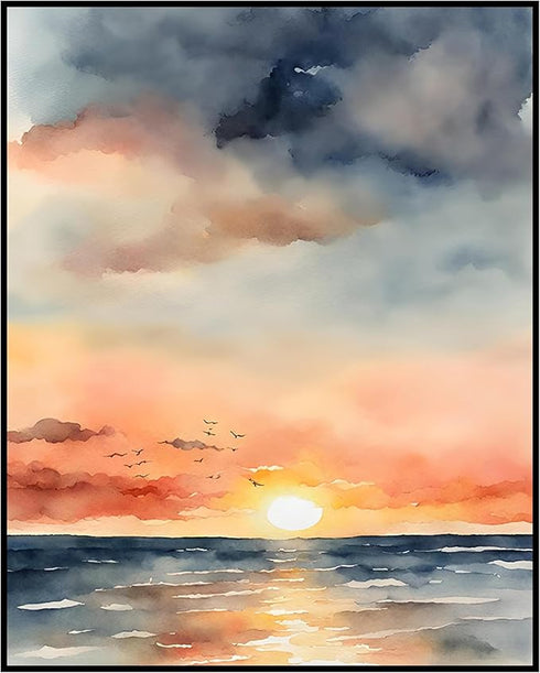 Posterizer 1 pcs- sea and beach themed oil painting style print 13-Landscape & Nature Art-Floral Botanical Art- Decor for Home & Office- unframed ...