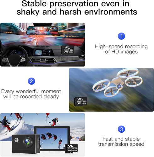 VSTARCAM 128GB SD Card Class 10 Flash Memory Card for Security Cameras Drones Pet/Baby Camera with Phone App...
