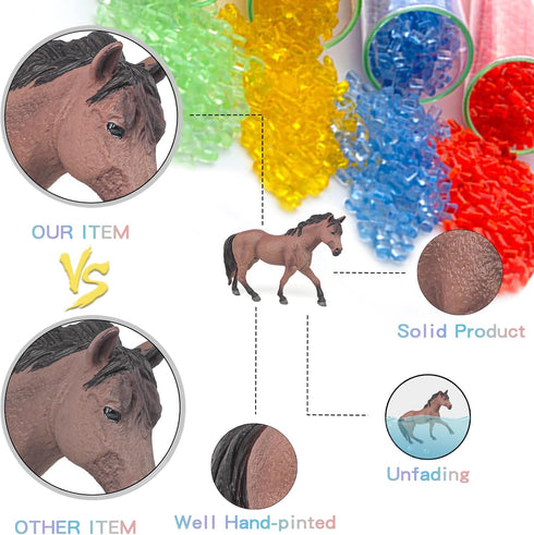 Farm Animals Cows Sheep Horses Toys 4PCS Realistic Cows Figures Horses Figurines Sheep Toys Playset for Toddlers Arab Foal Model for Birthday Part...