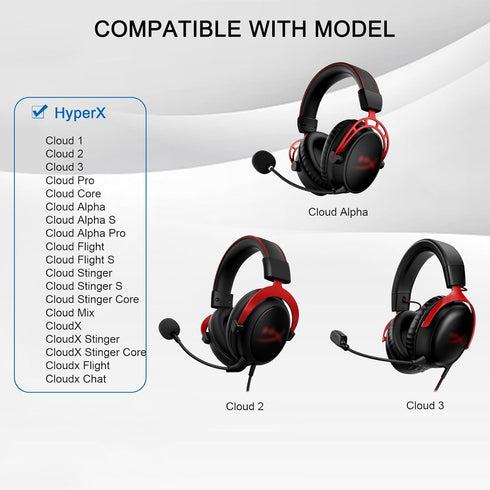 GVOEARS Replacement Ear Pads Cushions for HyperX Cloud 1/I/2/II/3/III/Pro/Core/Alpha/Alpha S/Flight/Stinger/Mix/CloudX/CloudX Chat Headphones, Ear...