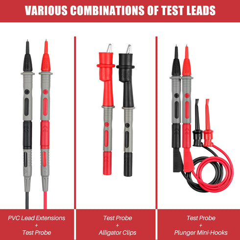 AstroAI 8Pcs Multimeter Test Leads Set with Alligator Clips, Plunger Test Mini Hooks and Test Probes 1000V 10A CAT III & CAT IV 600V for Fluke, KA...