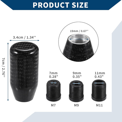 Shift Knob with 3 Adapter/Front Gear Shifter Knob for Automatic and Manual Vehicles/Durable Stick Shifter Lever Knob Resin 7cm / 1 Set Black...