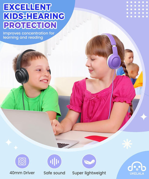 C3 Kids Headphones Wired, On-Ear Wired Headphones for Boys Girls with 3.5mm Jack, Foldable, Adjustable Headband, Child Headphones for School Home ...