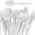 BPA-Free White Disposable Sporks 100 Pk. Recyclable, Eco-Friendly and Kid-Safe 2-in-1 Utensils Built Strong to Last Large Meals. Great for School ...