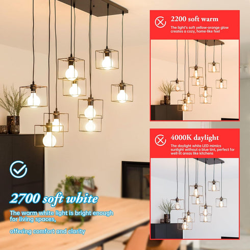 Frosted LED Globe Light Bulbs, 6W LED Light Bulb,Warm White 2700K 600LM E26 Standard Base Dimmable Edison Bulb, G30/G95 Vintage LED Edison Bulb, 2...