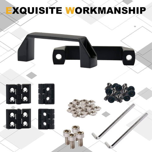 KOOTANS 2 Sets 2020 Series Door Handle and Frame Hinges Install Kit for 20x20 Aluminum Extrusion Profile Slot 6mm-4pcs Zinc Alloy Hinges, 2pcs Alu...