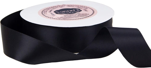 VATIN Double Face Black Satin Ribbon 1" Continuous 25 Yards,Black Polyester Fabric Ribbon use for Bows Bouquet, Gift Wrapping, Floral Arrangement ...