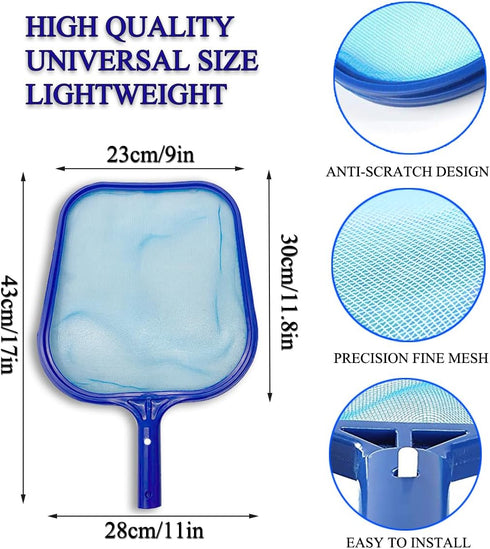 Pool Skimmer Net - 6.1 Foot Swimming Pool Leaves Cleaning Net Fine Mesh Rake Net - 4 x Detachable Intensify Aluminum Pole, Pond Leaf Cleaner Suppl...