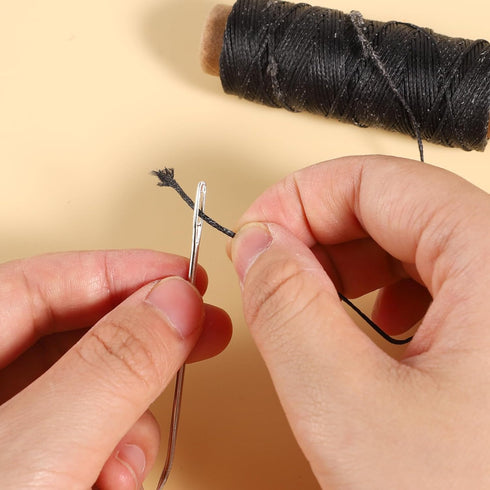 55Yards Waxed Thread with 7 Pcs Leather Needles for Hand Sewing 150D Flat Sewing Waxed Thread Leather Repair Needles for Women Sewing Upholstery L...