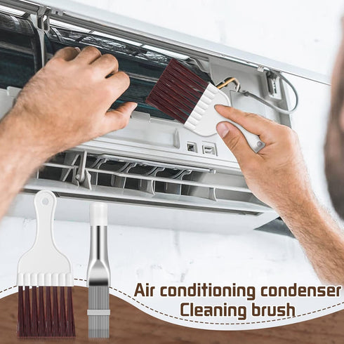 4 in 1 Set Air Conditioner Condenser Fin Comb, 2 AC Coil Cleaner Stainless Steel Fin Comb with 2 Evaporator Radiator Cleaning Whisk Brush...