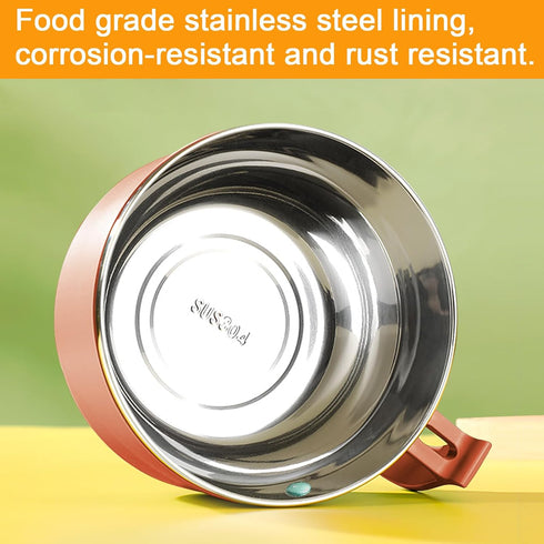 Microwave Ramen Bowl with Handles,304 Stainless Steel Liner Bowl, Microwavable Soup Mug with Lid Large Soup Cups for Ramen Noodle Cereal,42 oz (Or...