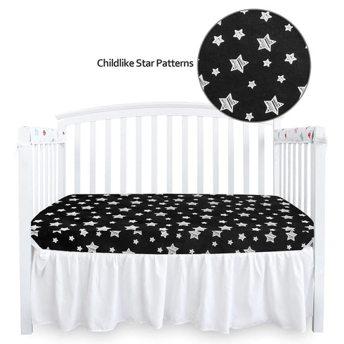 Black Star Baby Crib Sheet - Silky Soft Microfiber, 52'' x 28'' Fitted Sheet for Standard Size Crib Mattress, Snug Fit for Boys & Girls...