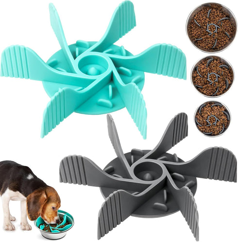 2 Pcs Dog Bowl Slow Feeder Insert, Cuttable Slow Feeder Dog Bowl Insert with Strong Suction Cups, Cat Dog Feeding Supplies, Slow Feeder for Most D...