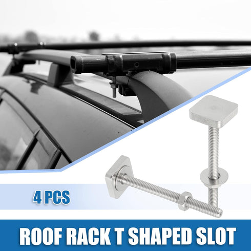 Car Roof Rack T Shaped Slot Bolt M6 W/Nuts Washer T Shaped Track Bolts Roof Rack Cargo Carrier Bolt Accessories Stainless Steel (Pack of 4)...