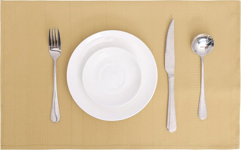 Randall Waffle Stripe Placemats 4pcs Set Heat Insulated Resistant Spot Clean Machine Washable, Soft and Durable for Kitchen Dining Office Farmhous...