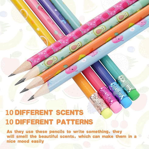40 Pieces Scented Pencils for Kids Scented Pencils with Erasers Fruit HB Graphite Pencil for School Stationery Party Reward Supplies...