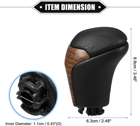Automatic Gear Shift Knob Compatible for Toyota Highlander 2014-2019, Durable Faux Leather Plastic Black Yellow Undrilled Mahogany Pattern...