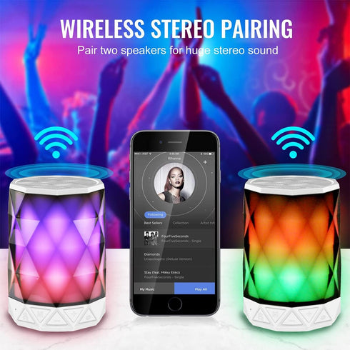 LFS LED Portable Bluetooth Speakers with Lights, Night Light Waterproof,Speakers Color Change Computer Speaker,Mic TF Card TWS Support for iPhone ...