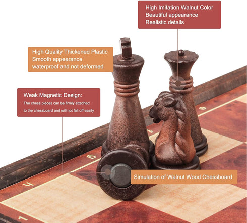 10 Inches Enhanced Magnetic Chess Set, Foldable Chess Board, Travel Chess Game of Exquisite Craftsmanship, Suitable for All Ages Chess Set...