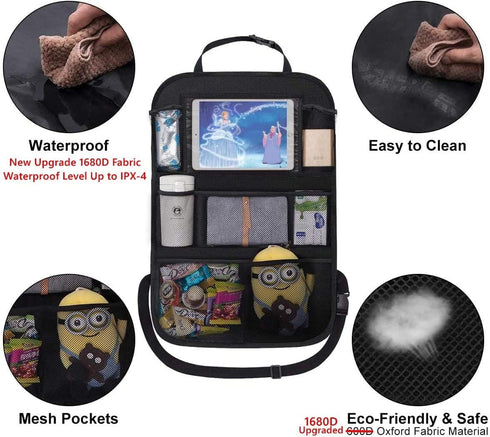 ONE PIX Backseat Car Organizer Mats Back Seat Organizers and Storage Bag with Touch Screen Tablet Holder for Kids Toddlers Car Seats, Travel Acces...
