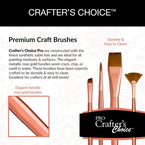 Royal & Langnickel Crafter's Choice Pro 4pc Synthetic Sable Wash Variety Craft Brush Set, Includes - Shader, Wash, Round & Fan Brushes...