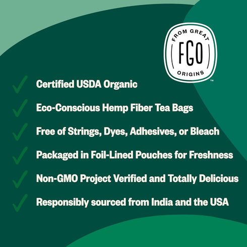 FGO Organic Moringa Mint Tea, 20 Count, Eco-Conscious Herbal Tea Bags, Resealable Bag, Caffeine Free, Packaging May Vary (Pack of 1)...
