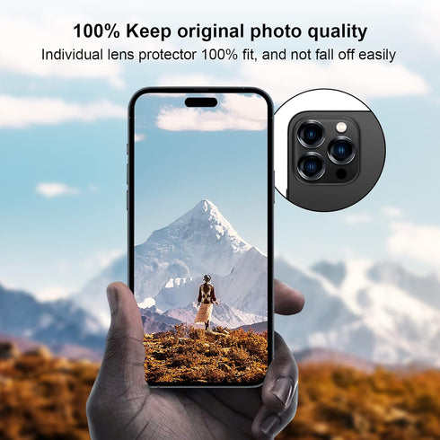 Jeluse [3X2 Pack Camera Lens Protector for iPhone 14 Pro Max for iPhone 14 Pro, 9H Tempered Glass Screen Protector Cover [Alignment Kit Eazy insta...