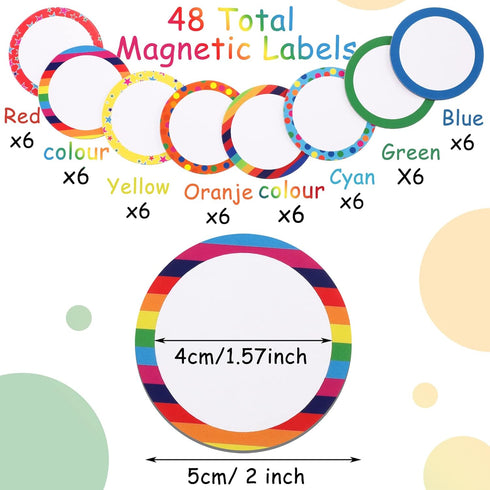 48 Pcs Numbers Magnetic Accents Round Whiteboard Magnets for Whiteboard Labels Numbers Circle Magnets Name Colorful Blank Magnets for Whiteboard C...