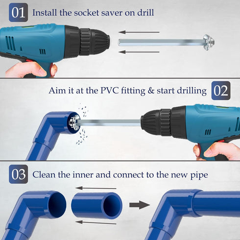 Plumbing PVC Fitting Saver, Pipe Reamer Cutter for Removing SCH 40 from Hub, PVC Socket Saver for Water Lines, Drain Lines, Vent Lines, Fits 1/2" ...