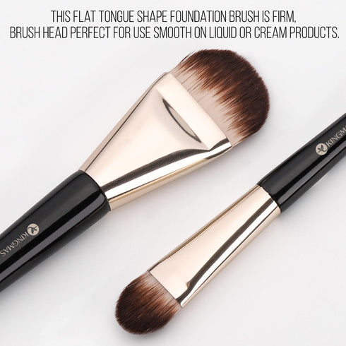 KINGMAS 2Pcs Foundation Makeup Brush, Premium Under Eye Nose Contour Brush, Flat Tongue-Shape Concealer Makeup Brush for Liquid Cream Foundation P...