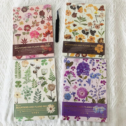 1600PCS Plants Floral Scrapbook Stickers Book Kit Vintage Fern Flowers Purple Green Pink Yellow Transparent Waterproof Stickers for Scrapbooking S...