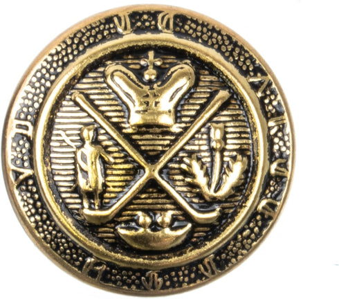Mibo 12pcs Metal Shank Buttons - 24L(15mm) with Military Style Heraldic Crest Design - Antique Gold...