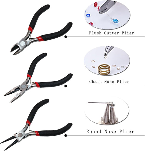 NIUPIKA Jewelry Pliers Set Jeweler Making Pliers Kit with Needle Nose Plier Round Nose Plier Wire Cutter Plier for Jewelry Making Supplies Wire Wr...