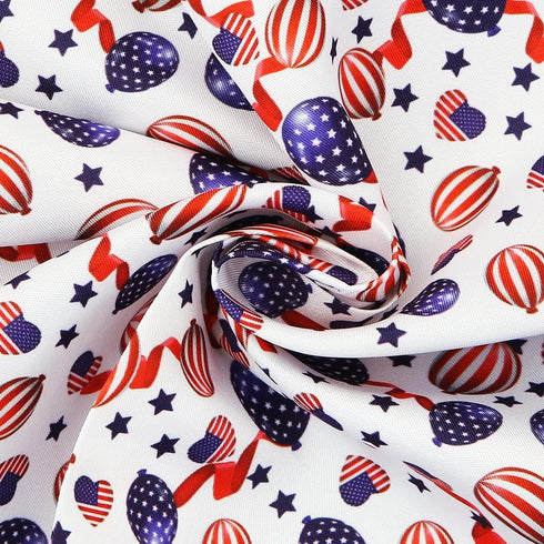 American Flag Fabric Squares 20x20 Inch, 5PCS 4th of July Fabric Red Blue White Star Stripe Flag Balloon Love Patchwork Sewing for DIY Crafts Supp...