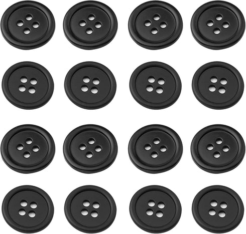 100pcs 1 Inch 25mm Black Resin Buttons Sewing Flatback Buttons Round Shape 4 Holes Craft Buttons for DIY Decoration Clothes Arts Crafts...