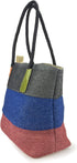 HOXIS Color Block Crocodile Pattern Stripes Woven Synthetic Straw Tote Womens Shoulder Handbag #Lovewin...