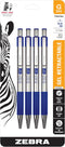 Zebra Pen G-301 Retractable Gel Pen, Premium Stainless Steel Barrel, Medium Point, 0.7mm, Blue Ink, 4-Pack, (41324)...