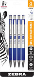 Zebra Pen G-301 Retractable Gel Pen, Premium Stainless Steel Barrel, Medium Point, 0.7mm, Blue Ink, 4-Pack, (41324)...