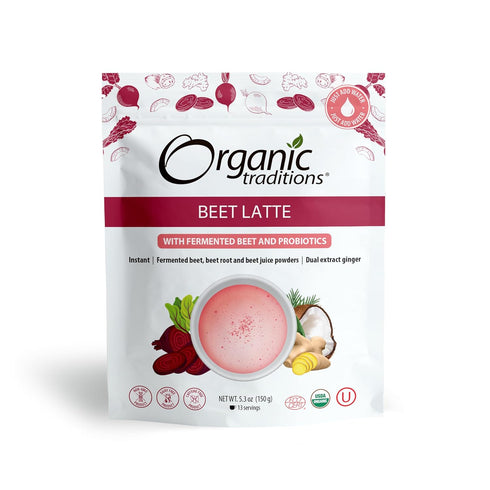 Organic Traditions Beet Latte with Fermented Beetroot Instant Dairy Free Superfood Latte for Energy Pink Drink Instant Tea Latte,150g/5.3oz Bag...