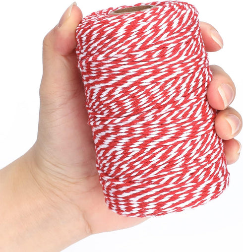 Red and White Twine, Christmas Twine String, 656 Feet Cotton Baker's Twine Cotton Cord Crafts Gift Twine String for Crafts, Gift Wrapping, Party, ...
