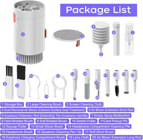 20 in 1 Laptop Phone Screen Cleaner Kit, Computer Keyboard Cleaning Brush for iPhone AirPods MacBook iPad, Multifunctional Electronic Device Clean...