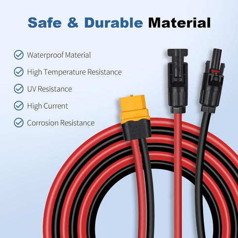 Solar to XT60 Adapter Cable Solar Extension Charge Cable for Power Stations Solar Generators (12FT 12AWG)......
