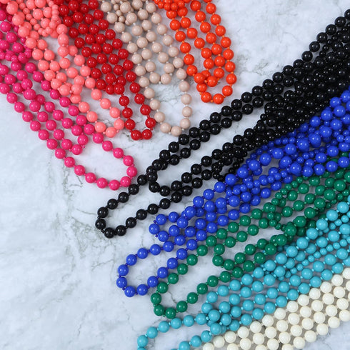 RIAH FASHION Multi Beaded Bubble Statement Necklace - Round Ball Chunky Drape Bib Collar Marbled, 7 Layer Long...