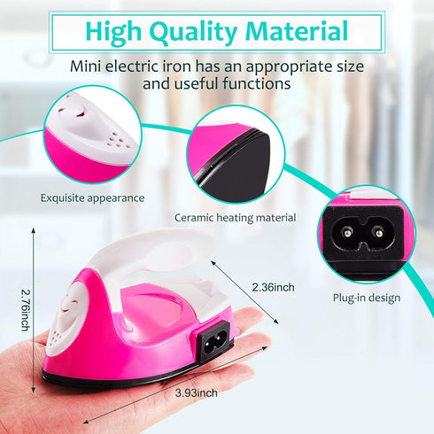 Honoson Mini Craft Iron Mini Heat Press Small Iron Portable Handy Tiny Flatiron with Charging Base Accessories for Fuse Beads Patch DIY Shoes T-sh...