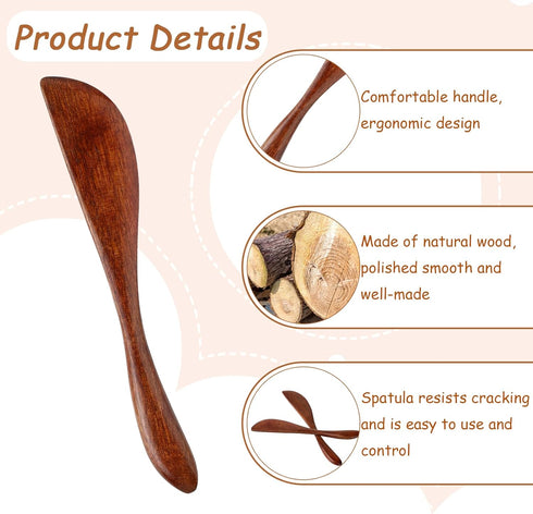 6Pcs Wooden Butter Knife, 5.9 Inch Jelly Cheese Spreaders Jam Sandwich Spreaders Cream Spreader Mini Wooden Spatulas Condiment Knives for Kitchen ...