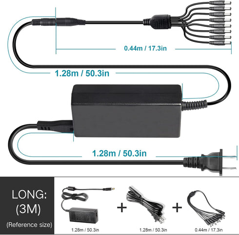 8-Way CCTV Camera Power Splitter-Security Camera Power Adapter-LED Driver Lighting Transformer DC Converter-Flexible LED Tape Strip Light AC DC Po...