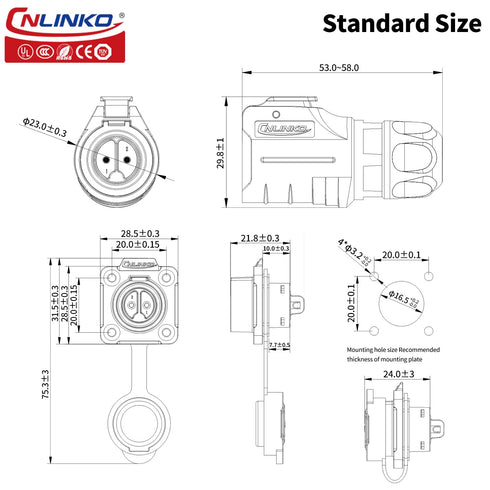 CNLINKO 5A Male Socket Plug M16 9PIN Audio Connector Waterproof, Panel Mount Ethernet Signal Connector, Solder Wire to Board Connector for Indoor ...
