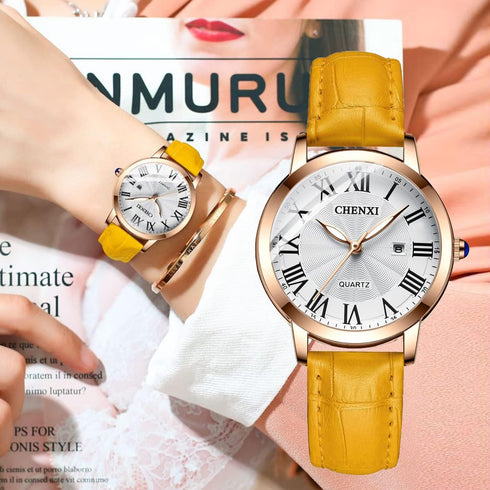 Tiong Fashion Casual Ladies Watch, Leather Strap Quartz Waterproof Watch for Women...