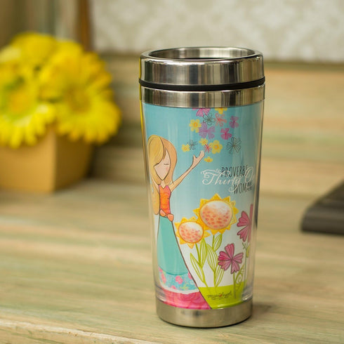 Dicksons Proverbs 31 Woman Blue Sky Sketch 16 Oz. Stainless Steel Insulated Travel Mug with Lid...